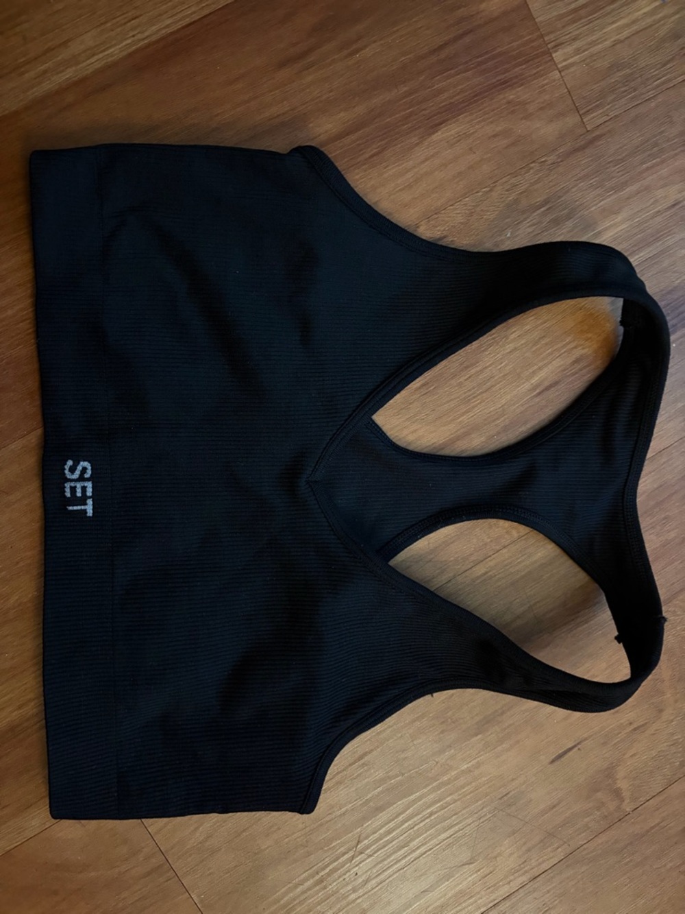 SET Active Black Ribbed Racerback Sports Bra